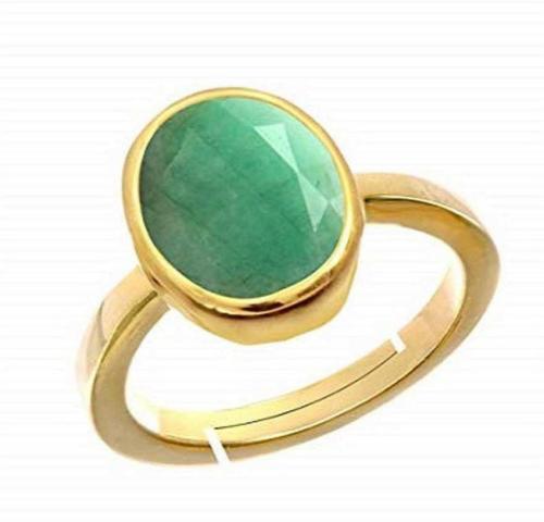Chopra Gems & Jewellery Gold Plated Brass Emerald Gemstone Ring (Unisex) - Free Size