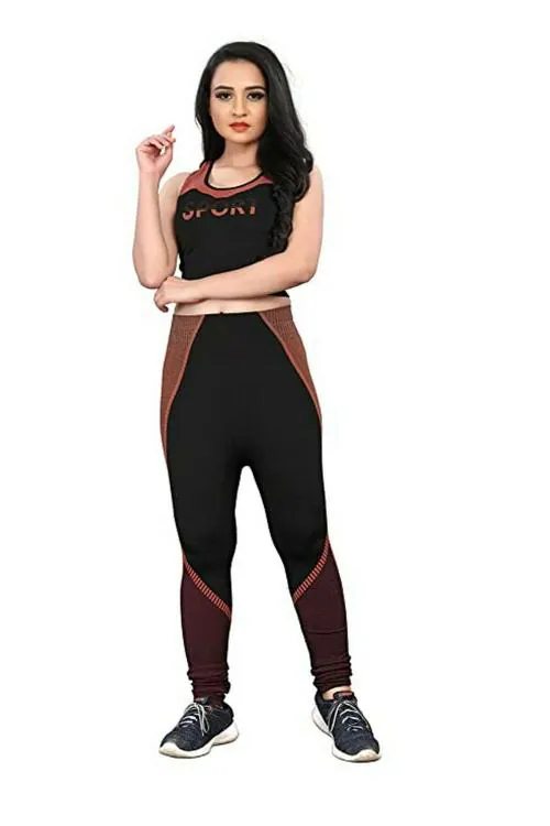 Buy Effigy onlinehub Women Black Sports Bra Yoga Pants Online at Best