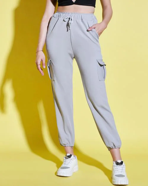 Buy Buynewtrend Grey Lycra Blend Women Relaxed Fit Jogger Pant With
