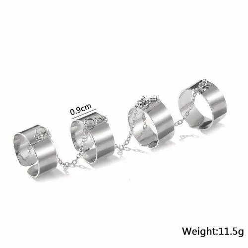 Pinapes 4 Finger Ring Silver, Girls Women in Fashion