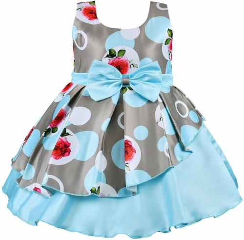 Netra Creation Silk Blend Kid's Girls Mini/Short Wedding/Party Sleeveless Dress (Blue_7-8 Years)