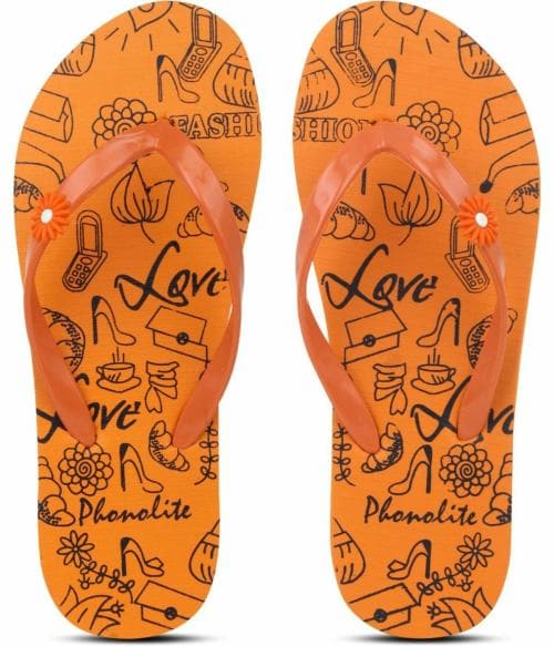 Phonolite Orange Slippers for Women