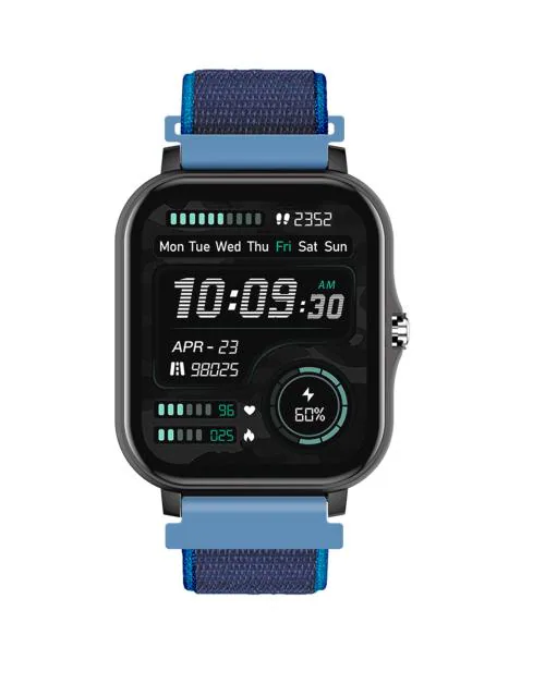 FCUK series 2 Full touch Smartwatch (Color: Blue Nylon) with 1.69'' Large display, Bluetooth Calling, SpO2, Metal body, Built-in Games, Heart rate monitor, Multiple Watch Faces and Long battery life (FCUK007E)