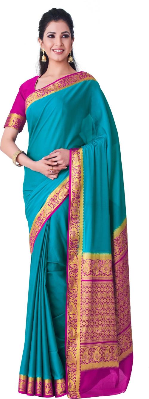 Mimosa Women Blue Crepe Paithani Saree