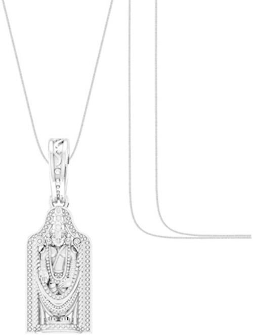 Akshat Sapphire Sterling Silver God Tirupati Bala Ji Pendant With Chain Suitable For Men and Women