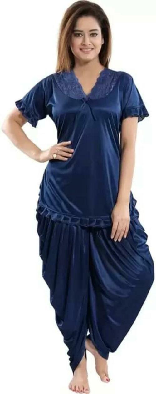 GC GLORIOUS CHOICE Patiyala Top & Pyjama Set Ladies Night Wear (Free Size, Blue)