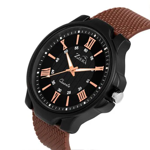 ZR 631 Brown Strap Boys Stylish watch black dail Analog Watch - For Men