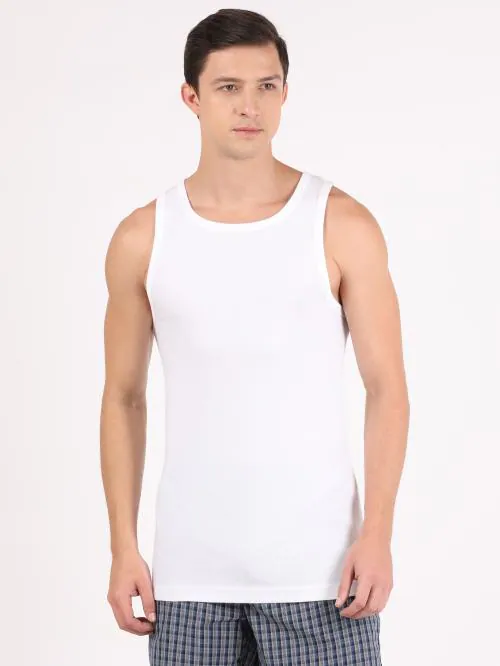 Jockey ZN14 Men's White Solid Cotton Sleeveless Vest