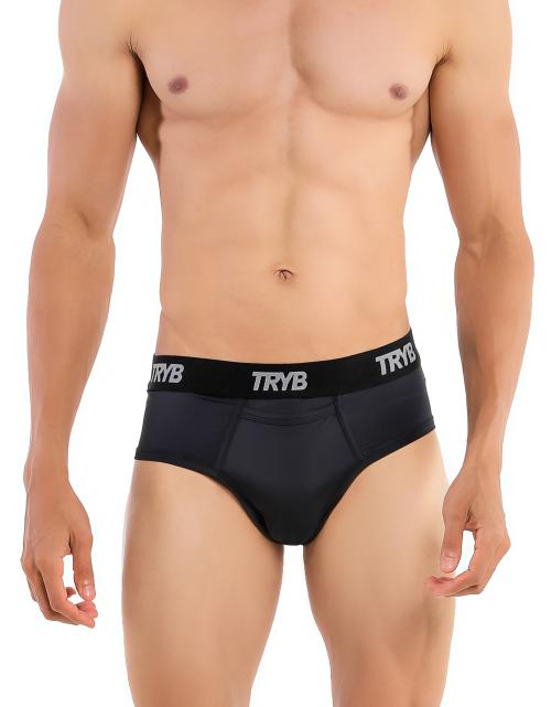 TRYB Mens Sport Performance Stretch Underwear Quick Dry Moisture Wicking Athletic Boxer Active Brief