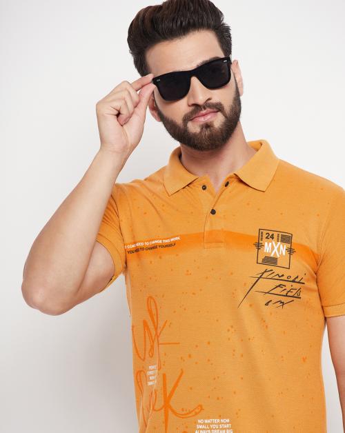 Men Printed Polo Collar Tshirt