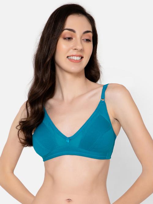 Clovia Blue Solid Cotton Full Coverage Bra