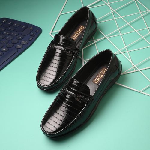 LeePeeter Men's Partywear Black Lofers Slip-On Shoe For Men