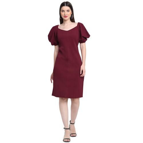 BuyNewTrend Carrera Navy Puff Sleeve Women Bodycon Dress | dress for women | women dress | dress | dresses | dress for women | women dress | dress | dresses