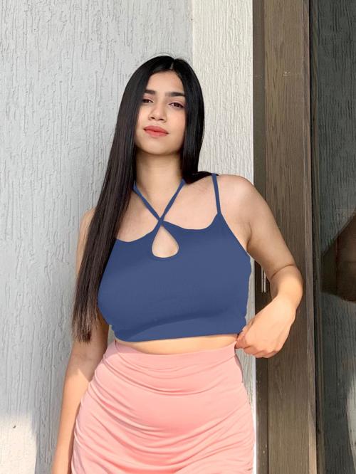 Aahwan Women's Basic Solid Ribbed Crop Top