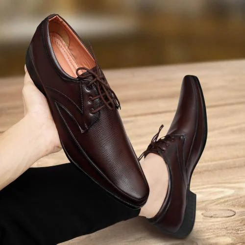 i addicted Formal Brown Synthetic Leather Lace Shoes For MenUK 7