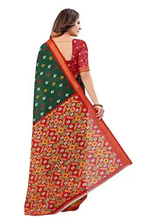 Mahastree Women Green Ikat Saree