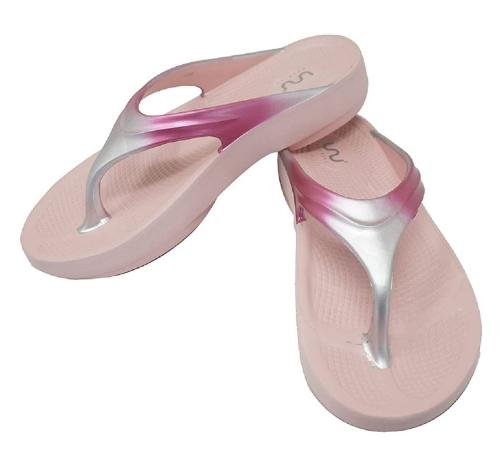 Doubleu Classic V Shape Pink+Pink Silver Flip Flop Women