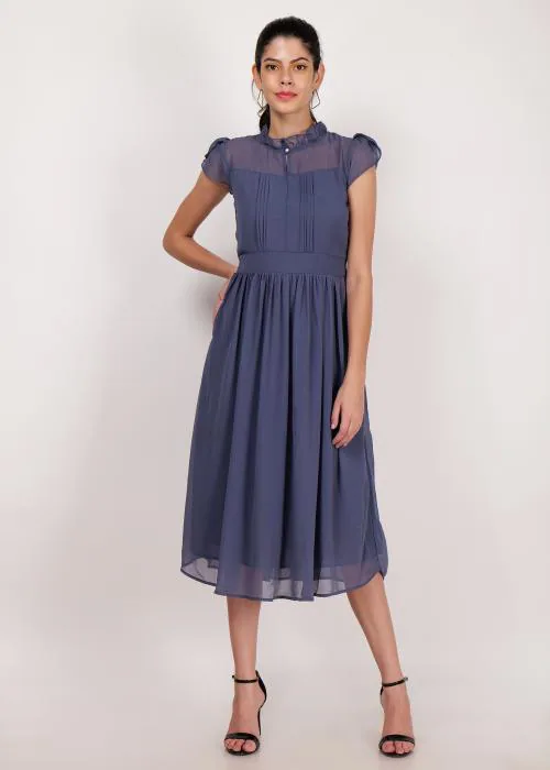 Amoredo Women Long Georgette One Piece Modern Dress Regular Fit With Half Sleeves for girls