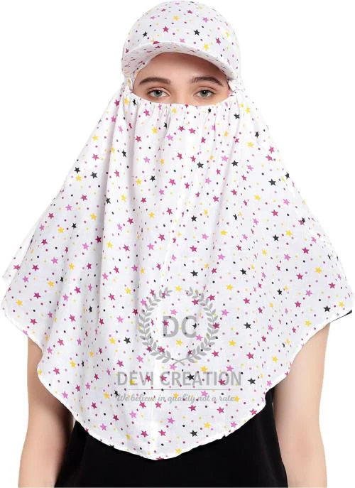 Devi Creation Sun Protection rayon cotton Innovative Printed Scarf Cum Mask With Face Cover For Women's And Girls White