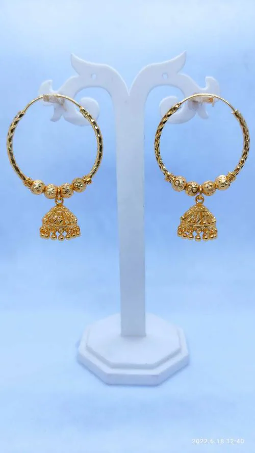 MANVEER ENTERPRISE 1 Gram Gold Earrings German Silver Tops Top Earring Jhumki Jhumkas Jumka Studs
