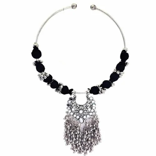 Total Fashion Afghani Designer Turkish Style Silver Mirror Hasli Choker Antique Jewellery for Girls and Womens