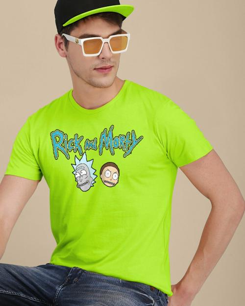 Free Authority Men Rick & Morty Solid Yellow Tshirt