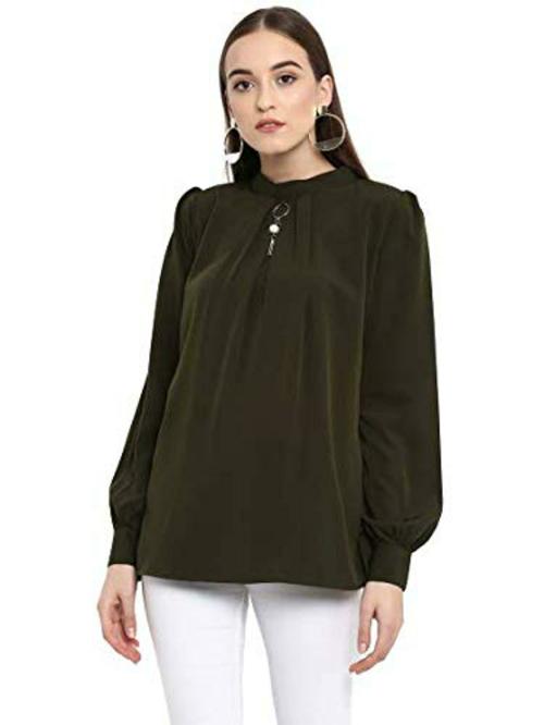 Hapuka Women Dark Green Crepe Top