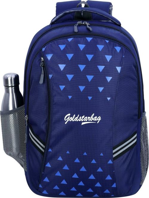 GOLD STAR Navy Blue Canvas, Pu Laptop Backpack 27 L