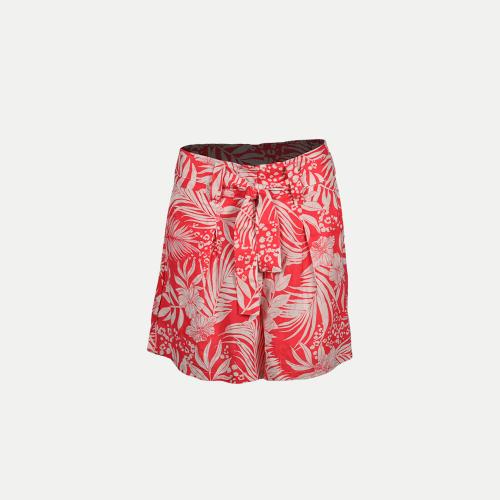 Rad Prix Women Linen Printed Red Baggy Shorts