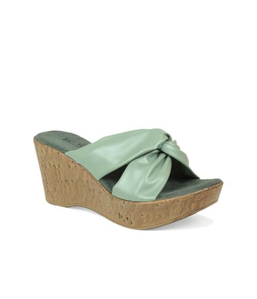Inc.5 Women's Green Cross Strap Wedges