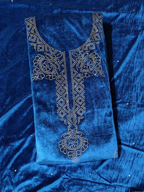 BBQSTYLE Women's Sirosky Worked Allover Velvet Salwar Suits & Dress Material With Stone Worked Velvet Dupatta
