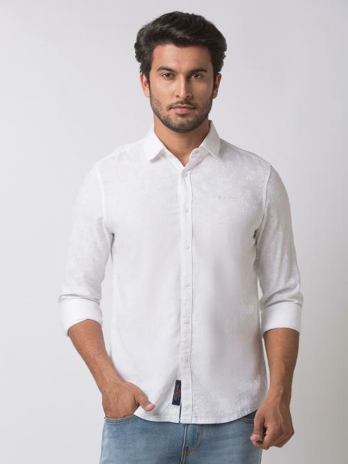 Being Human White Long Sleeve Slim Fit Shirts
