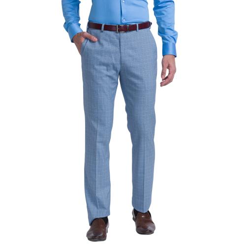 Raymond Regular Fit Checkered Blue Trouser