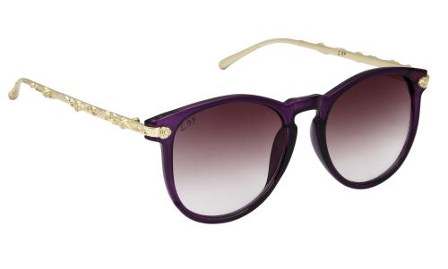 LOF Round Designer Sunglasses For Women Purple & Gold Color Frame UV Protection Latest And Stylish (LS-D1712-C2I52I Brown Color Lens)