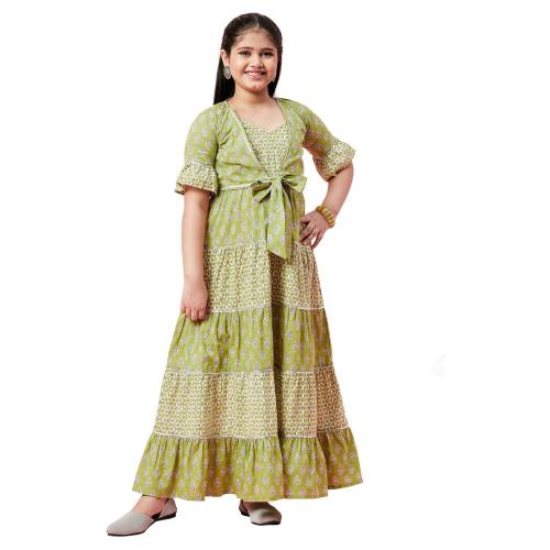 Stylobug Girls Yellow Cotton Ethnic Wear Dress (15 Years-16 Years)