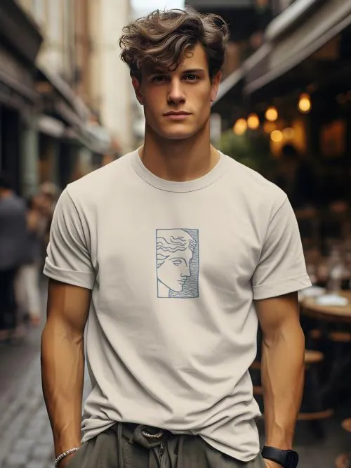 BULLMER Beige Trendy Printed Cotton Blend Crew Neck / Round Neck Half Sleeve Tshirt for Men | Non Returnable