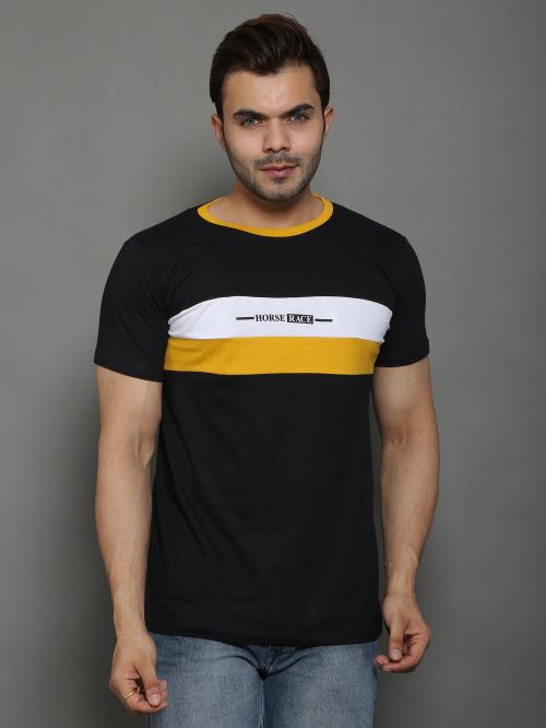 HORSE RACE TREANDY TSHIRT FOR MEN - BLACK_L