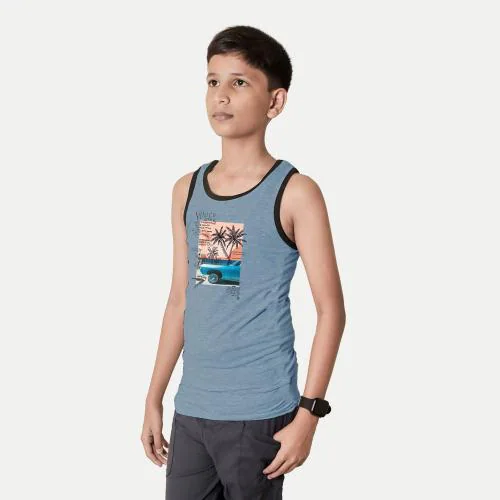 Rad Prix Teen Boys Blue Printed Tank Top