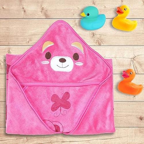 Little Boo Hooded Baby Towel - Premium Soft Baby Bath Towel for Bathtub for Newborn, Infant - Ultra Absorbent, Natural Baby Stuff Towel for Boy and Girl (Cute Bunny) (Pink)