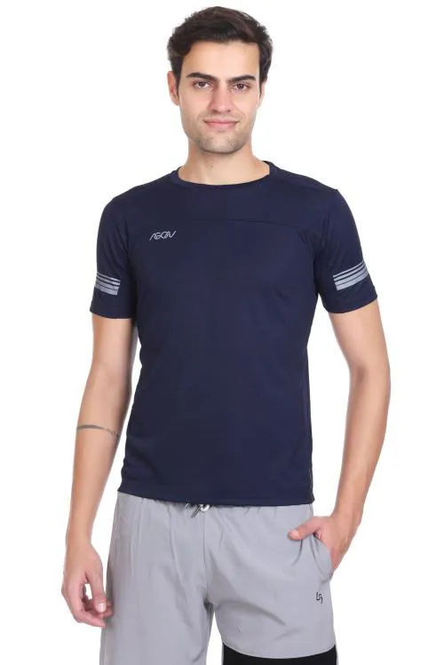 AGON Sports Round Neck DRI-FIT Men's T-shirt-Navy Blue