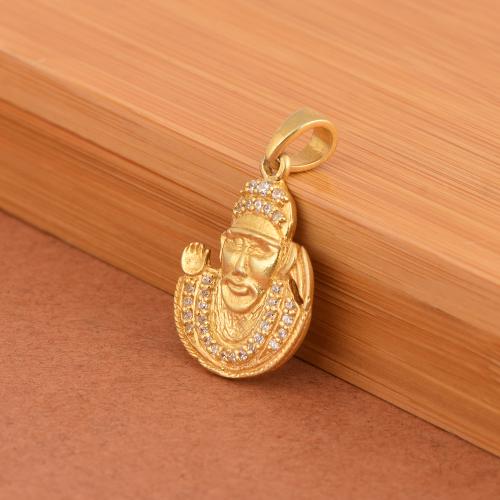 MOONEYE White CZ 925 Silver Gold Vermeil Traditional Religious Shirdi Sai Baba Pendant