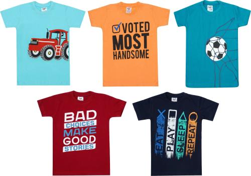 HYBORN Girls Multicolor Typographic Pure Cotton Pack Of 5 T-shirt (4-5Y)