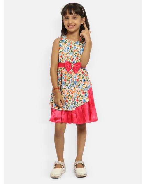 Nautinati Girls Dress Multicolor Printed Polyester Pack Of 1