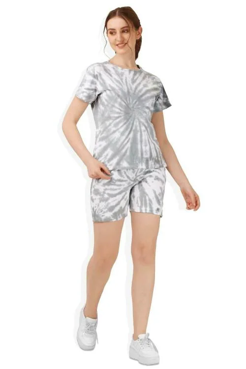 POOJARAN SAREE Urbanic Trendy Tie & Dye Digital Printed Co-ords Set and Night Suit/Dress for Women's