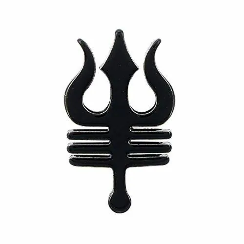 Zumrut Shiva Trishu Tripund Symbol Stud Earring Black (Men and Women)