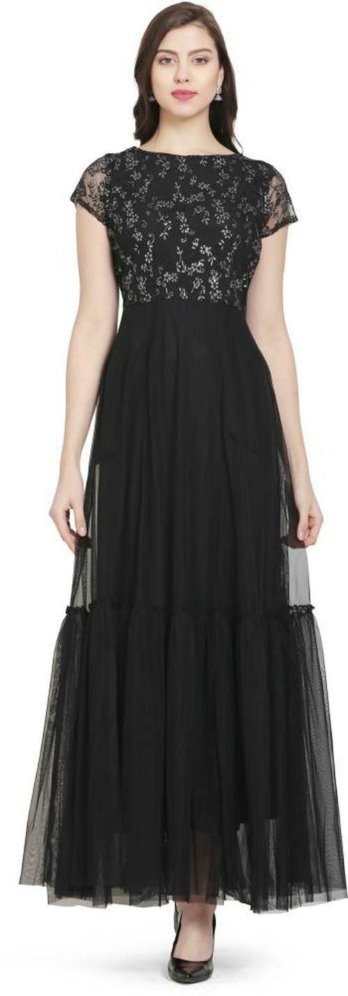scenestealer Women Black Net Gown Dress - 5XL