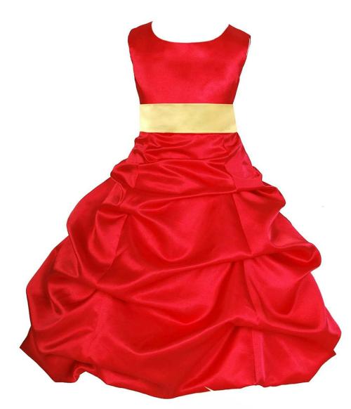 Wish Littlle Baby Girl Red And Gold 80 Percent Polyester, 20 Percent Cotton Solid A-Line Knee-Length Dress - 18 Months-24 Months