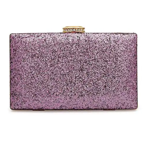 Tooba Handicraft Purple Women Designer Clutch Bag With Chain Strap