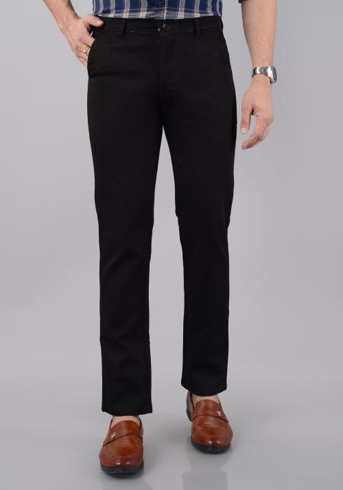 VILLAIN Men's Slim Fit Cotton Stretchable Trousers - Brown