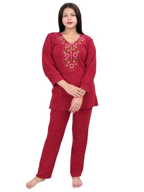 Buy NACNO Women'sGirl's Woolen/Winter Fleece Top & Pajama Set/Night